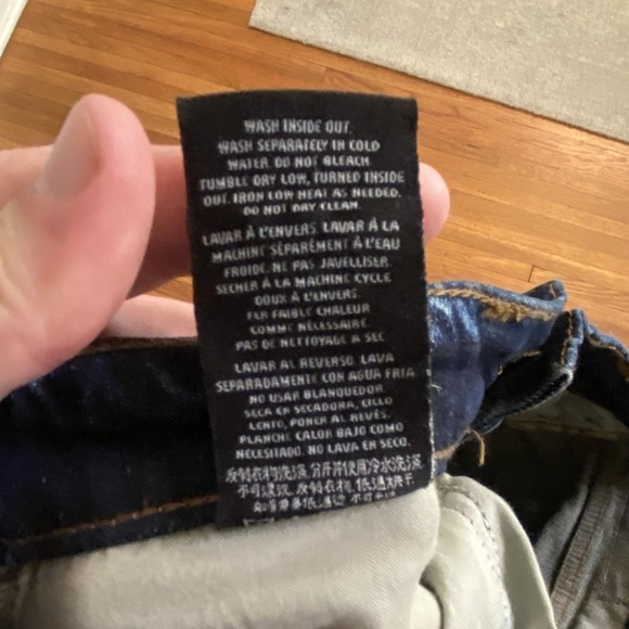 Affliction Jeans Mens 30x34 Blue Distressed Denim Straight Leg Patch Pockets - Picture 16 of 16